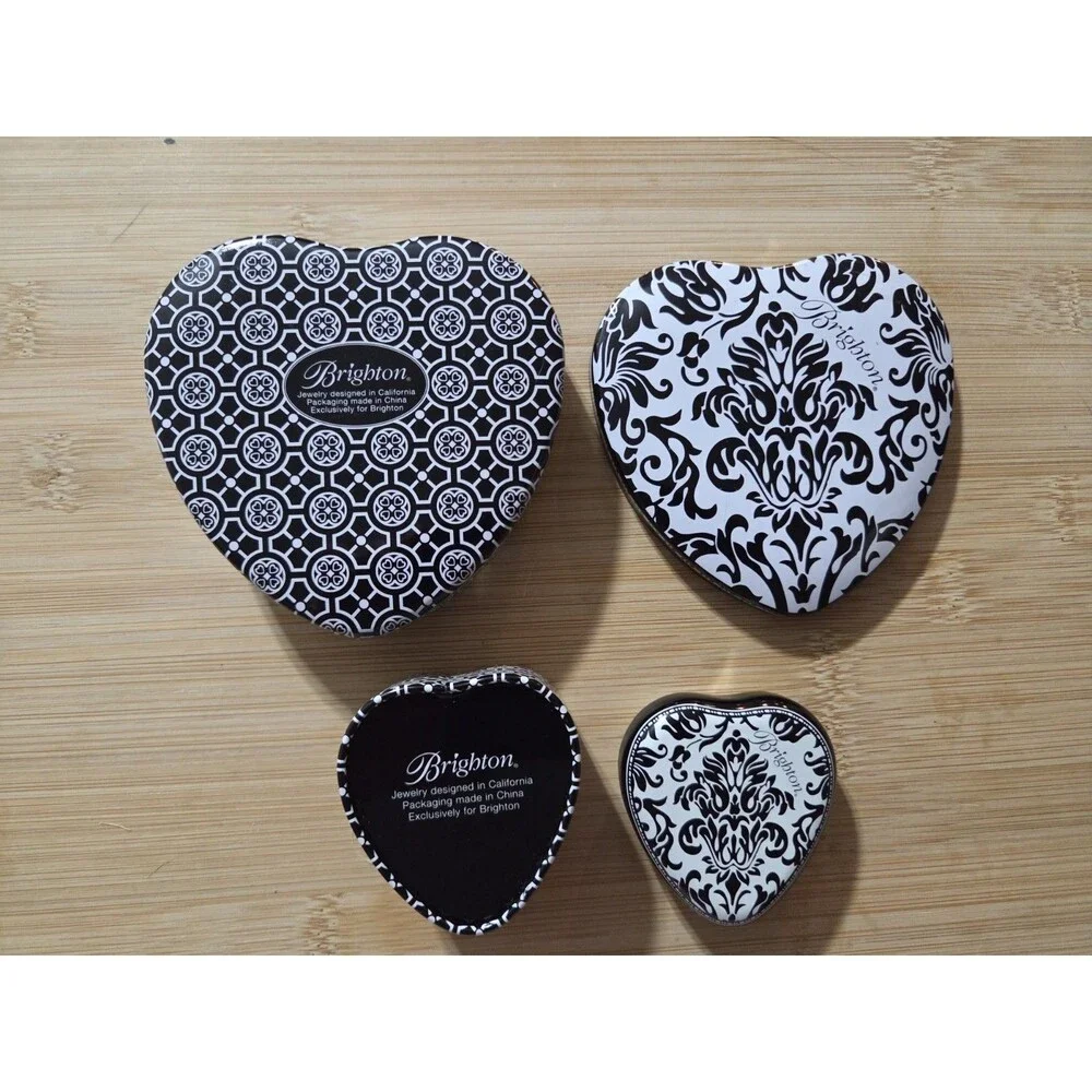 Brighton Drawstring Fabric‎ Jewelry Pouch  Gift Bag Hearts 4 Bags + 2 Heart Tin